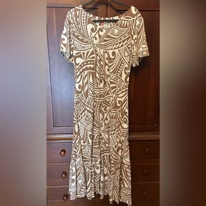 Hilo Hottie The Hawaiian Original Brown and Cream Patterned Dress